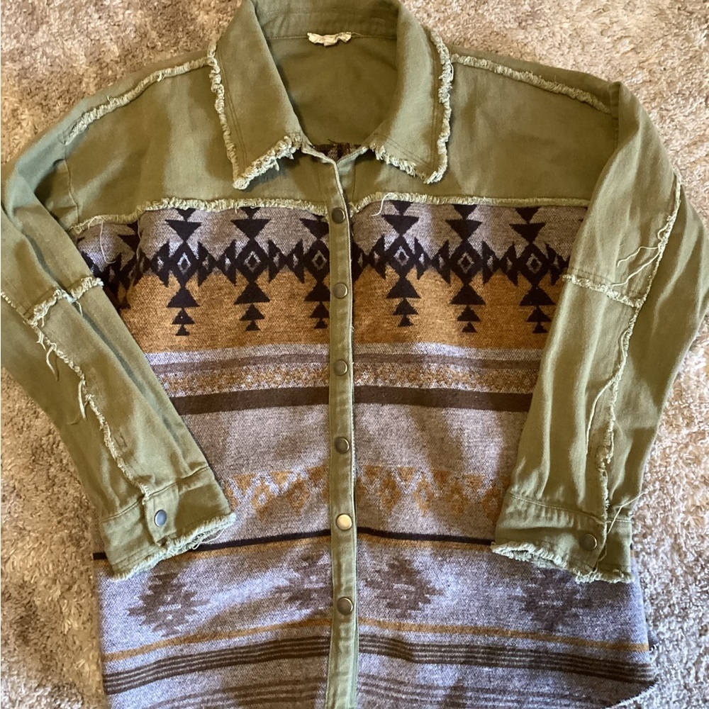 Mysterll Aztec button jacket/shirt-Sz L